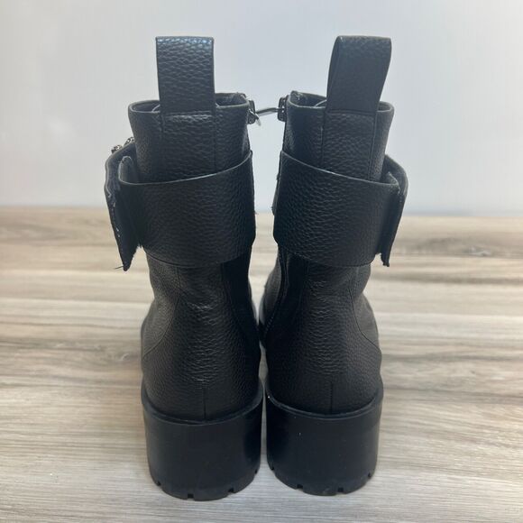 DESIGNER RUNWAY KARL LAGERFELD PARIS BLACK CRYSTAL PIPPA LEATHER COMBAT BOOT 11 - Picture 7 of 12